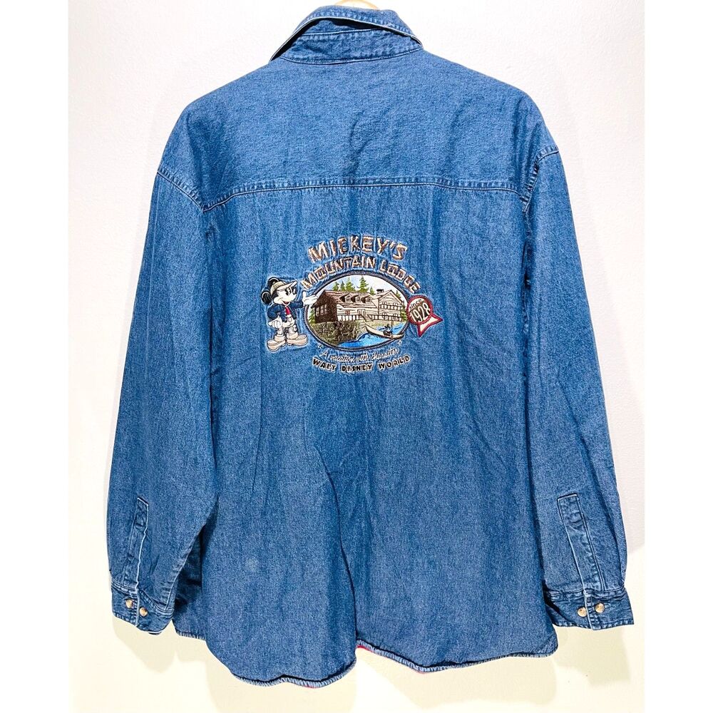 World Disney world denim jacket shirt insulated Mickie's mountain lodge men's XL